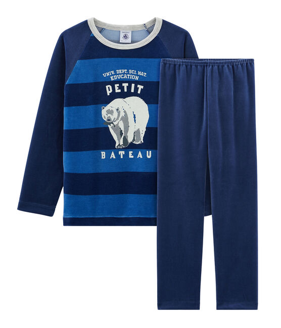 Pijama de terciopelo para niño pequeño azul MEDIEVAL/azul MAJOR