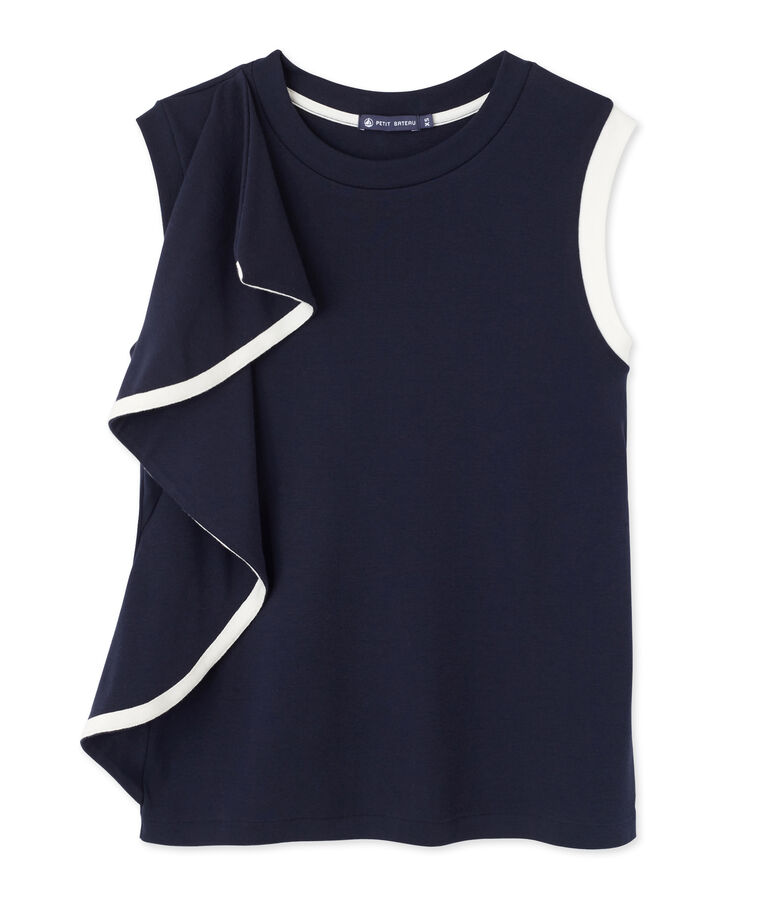 Top femme sans manches &agrave; volant azul SMOKING