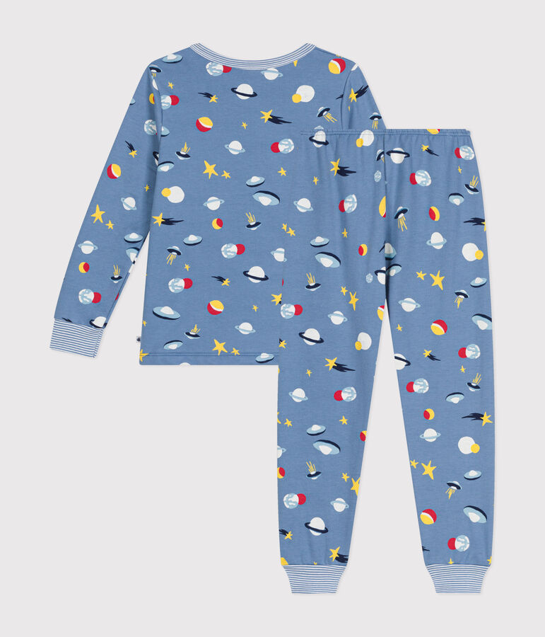 Pijama infantil de felpa cepillada con estampado espacial azul/multicolor