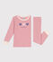 Pijama infantil liso de manga larga de algodón rosa CHARME