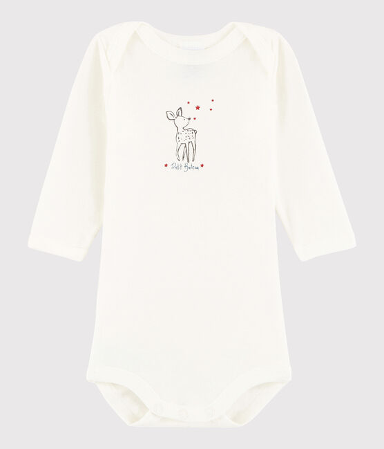 Bodi de manga larga de bebé niño blanco Lait