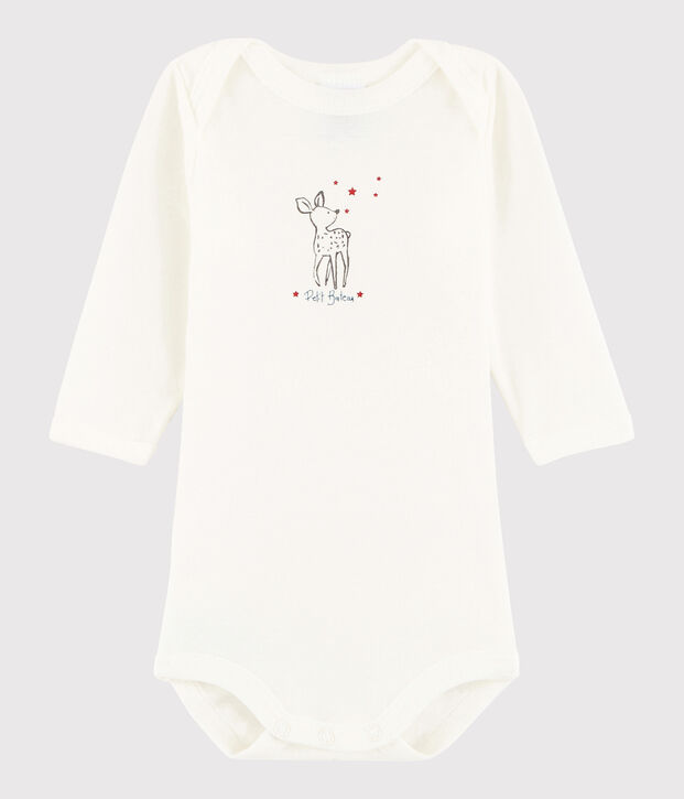 Bodi de manga larga de beb&eacute; ni&ntilde;o blanco Lait