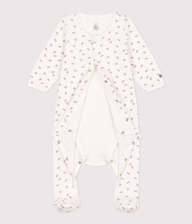Bodyjama de t&uacute;bico con flores blanco/multicolor