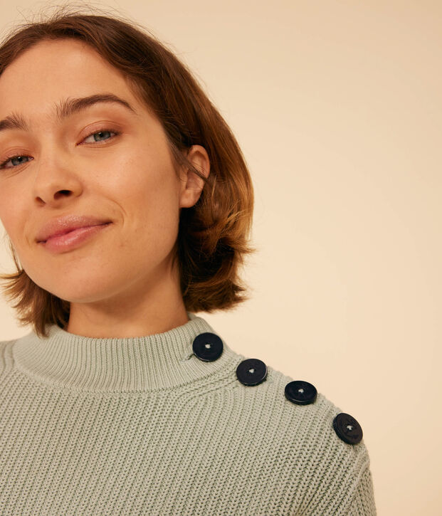 Jersey de punto ingl&eacute;s de algod&oacute;n para mujer verde