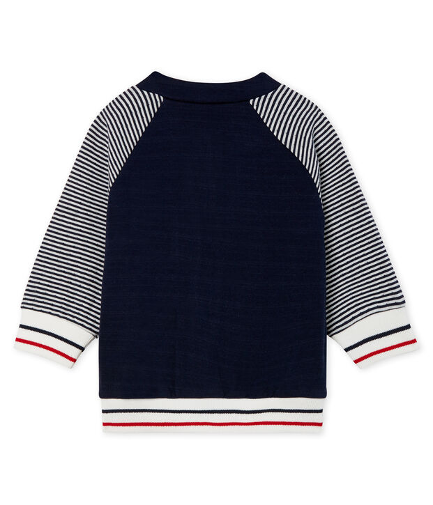 C&aacute;rdigan de tela t&uacute;bica con cremallera para beb&eacute; ni&ntilde;o azul/blanco