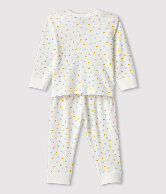 Pijama enterizo con confeti de algodón sin botones de presión de bebé blanco MARSHMALLOW/blanco MULTICO