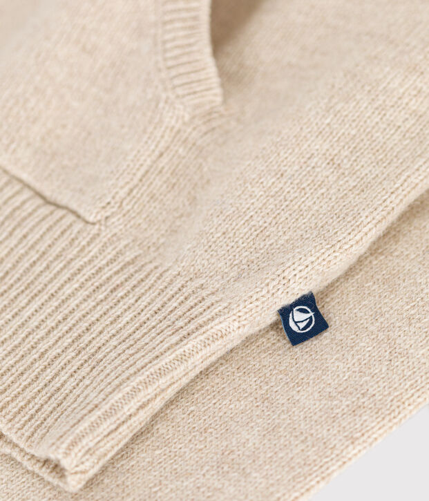 Jersey con capucha de lana y algod&oacute;n para ni&ntilde;o crudo/azul