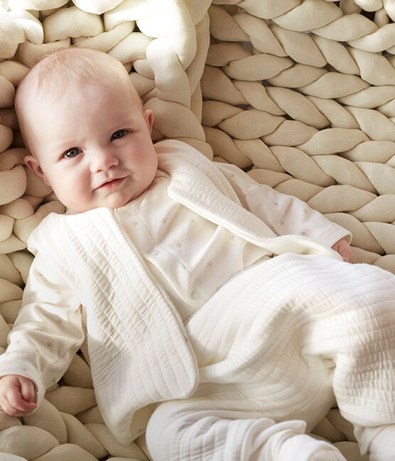 Conjunto de tres piezas para bebé niña de túbico blanco MARSHMALLOW