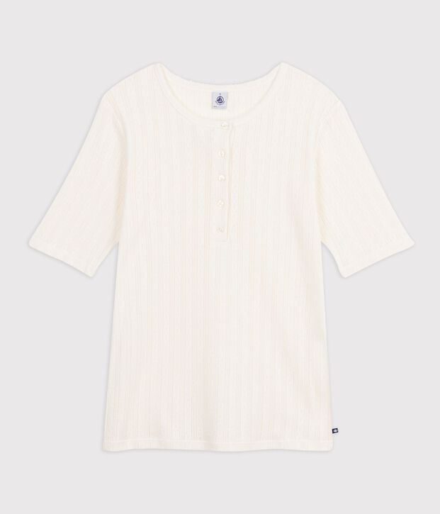 Camiseta lisa de algod&oacute;n de manga corta para mujer MILK