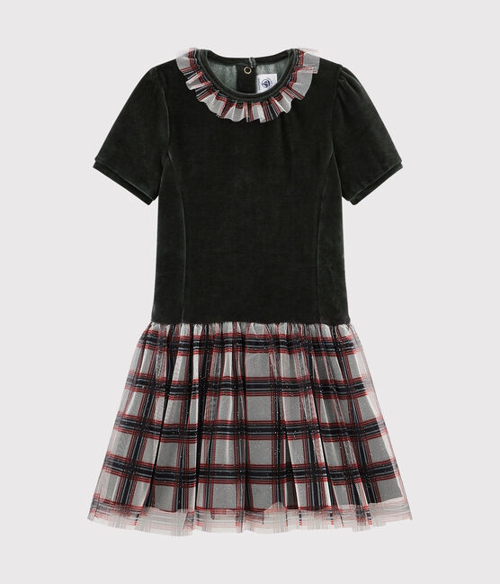 Vestido de manga corta para niña negro NOIR/blanco MULTICO