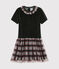 Vestido de manga corta para niña negro NOIR/blanco MULTICO