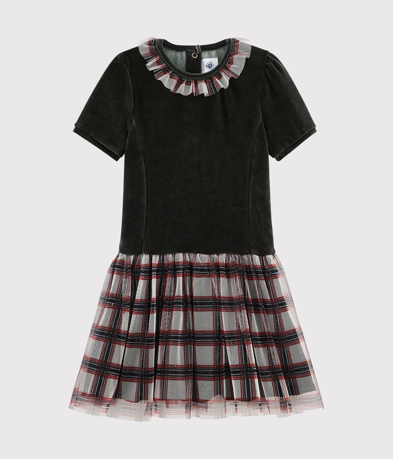 Vestido de manga corta para ni&ntilde;a negro/multicolor