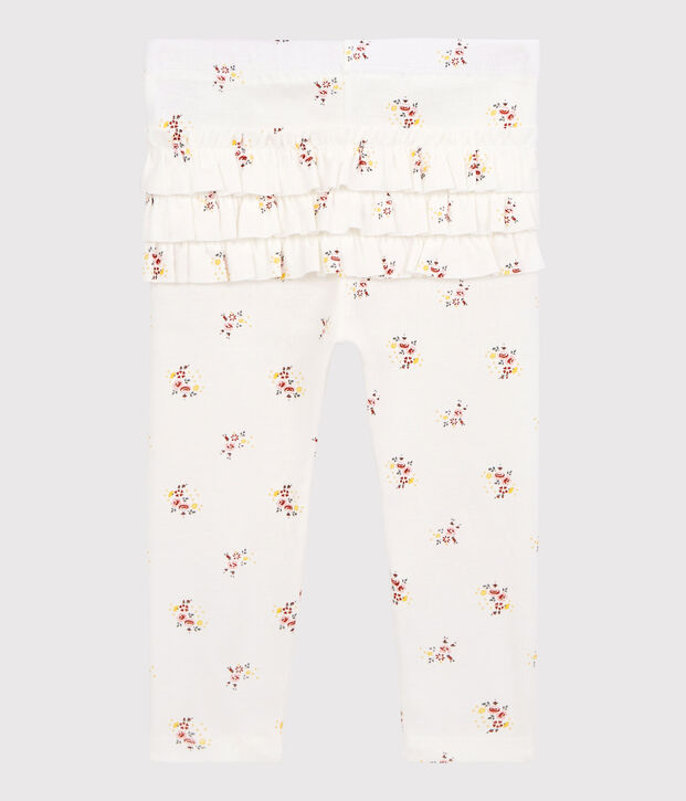 Leggings estampados de algod&oacute;n de beb&eacute; ni&ntilde;a blanco/multicolor