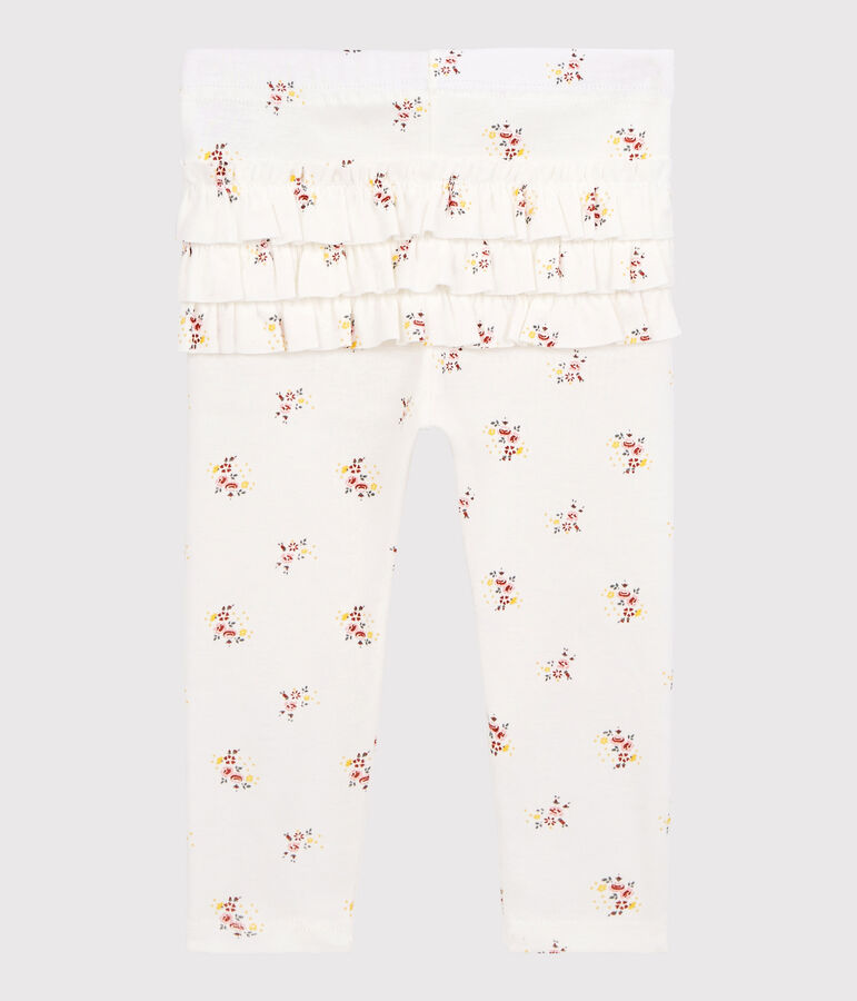 Leggings estampados de algod&oacute;n de beb&eacute; ni&ntilde;a blanco MARSHMALLOW/blanco MULTICO