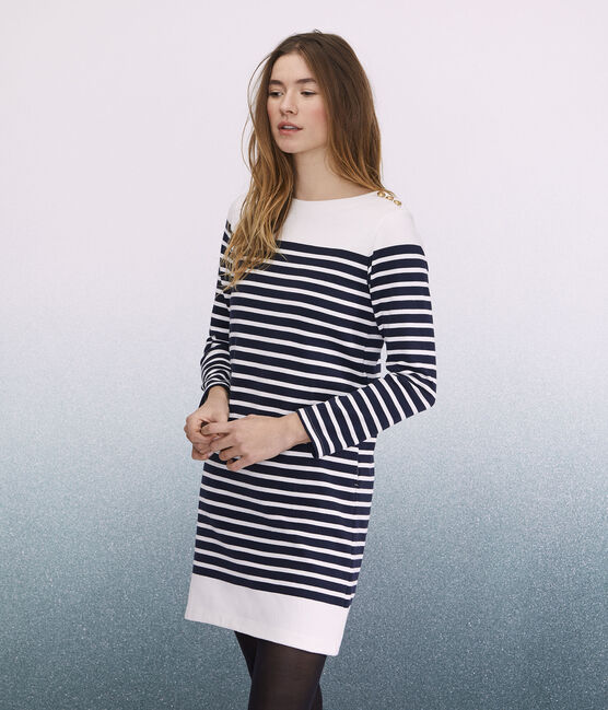 Vestido marinero para mujer azul SMOKING/blanco MARSHMALLOW