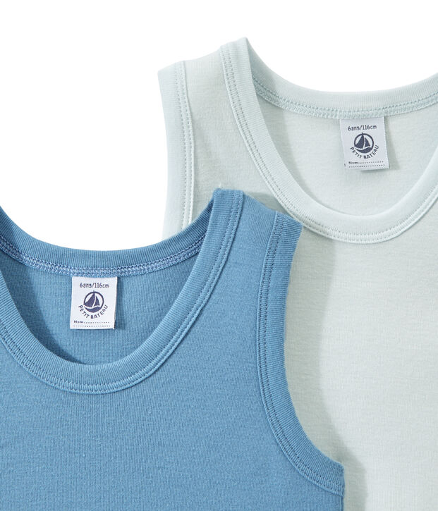 Lote de 2 camisetas sin mangas lisas para ni&ntilde;o blanco