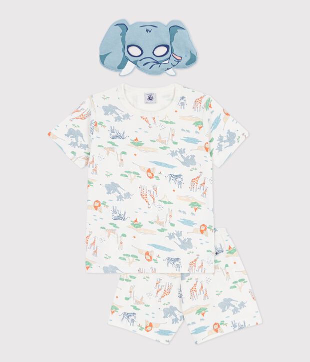 Pijama corto tipo disfraz infantil de algod&oacute;n con estampado de la sabana blanco/multicolor