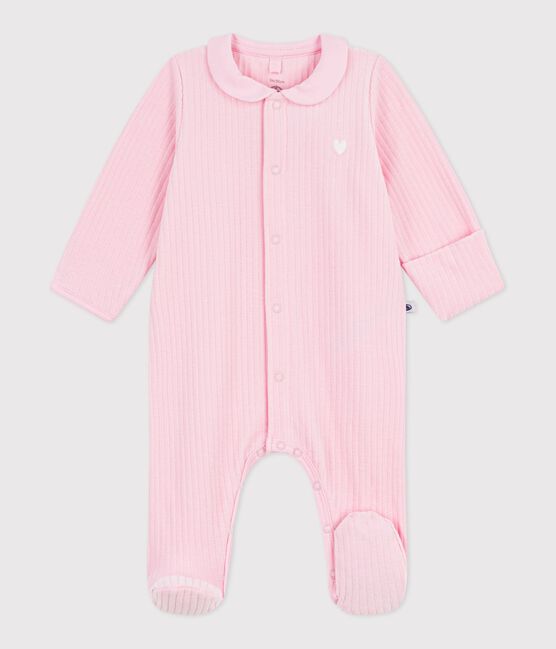 Pijama de terciopelo con cuello liso para bebé rosa MARQUISE