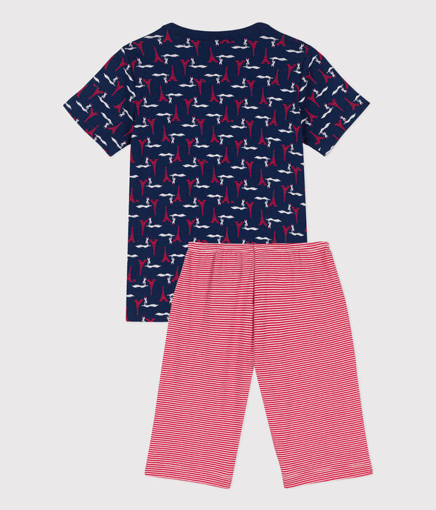 Pijama corto Par&iacute;s de algod&oacute;n para ni&ntilde;o azul/multicolor