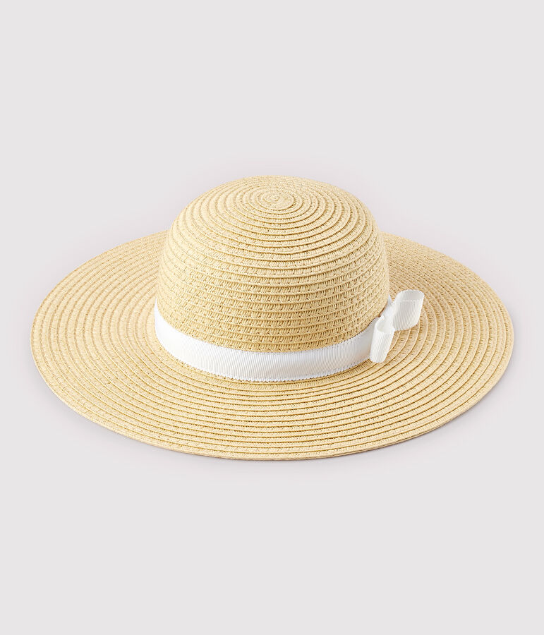 Sombrero de paja de beb&eacute; ni&ntilde;a rosa NATUREL