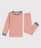 Pijama de algodón milrayas para niño/niña rosa BRANDY/blanco MARSHMALLOW