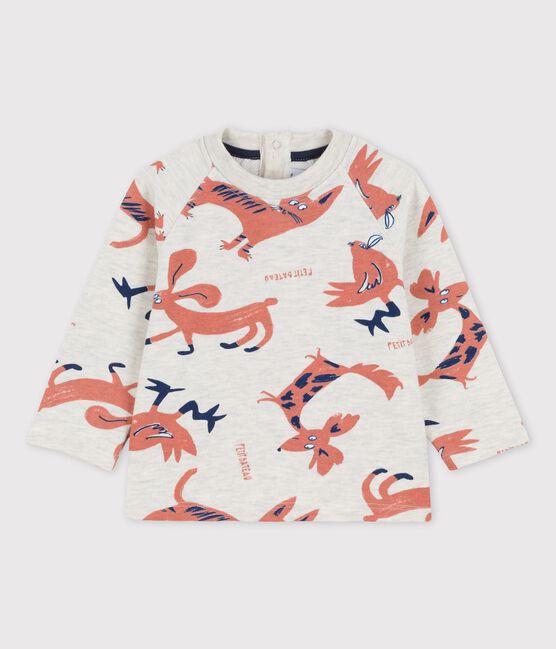 Sudadera con estampado de animales de muletón de bebé beige MONTELIMAR/blanco MULTICO