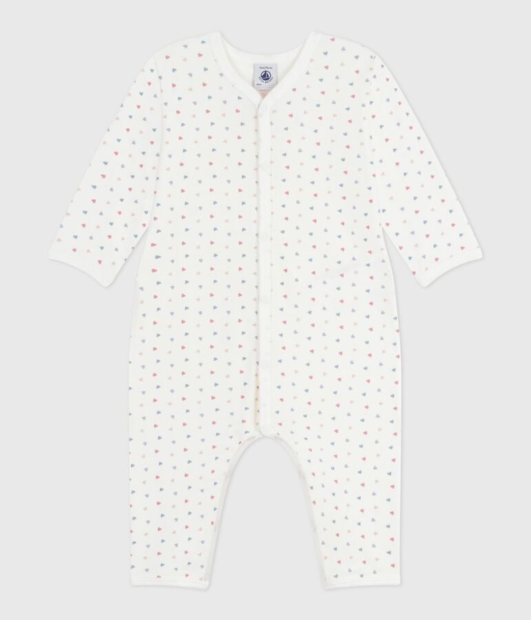 Pijama sin pies de algod&oacute;n estampado para beb&eacute; blanco/azul