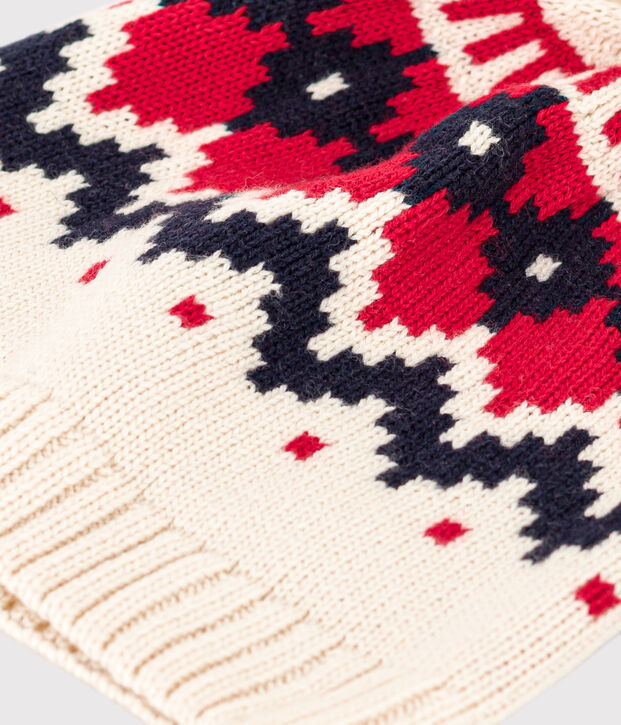 Gorro de jacquard de lana de ni&ntilde;o/ni&ntilde;a crudo/multicolor