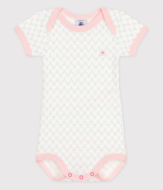 Bodi de manga corta de bebé niña blanco ECUME/blanco MULTICO