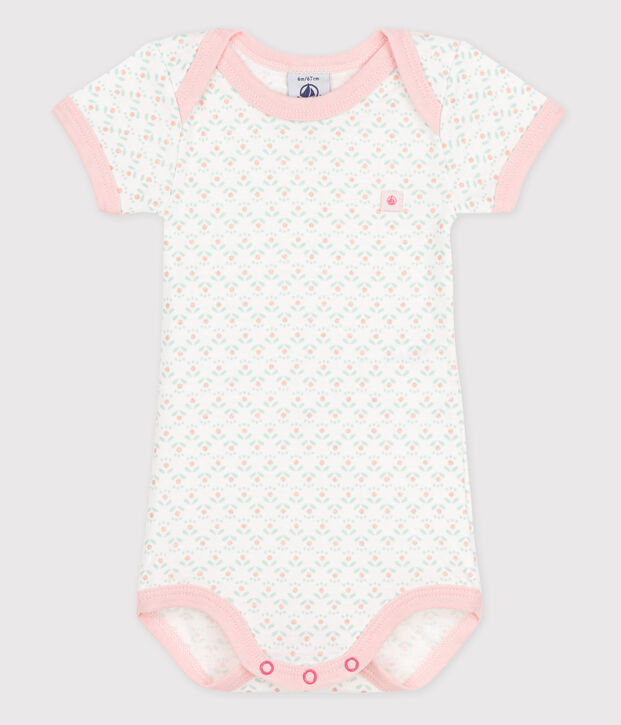 Bodi de manga corta de beb&eacute; ni&ntilde;a blanco/multicolor