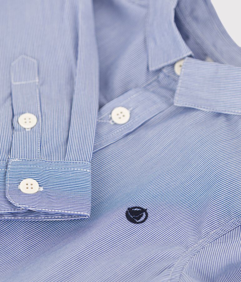 Camisa de popelina de ni&ntilde;o azul/blanco