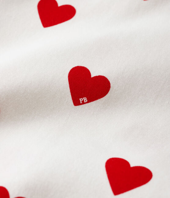 Pijama infantil de niño con corazones de punto blanco MARSHMALLOW/rojo TERKUIT
