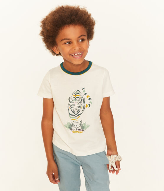 Camiseta manga corta infantil para niño blanco MARSHMALLOW
