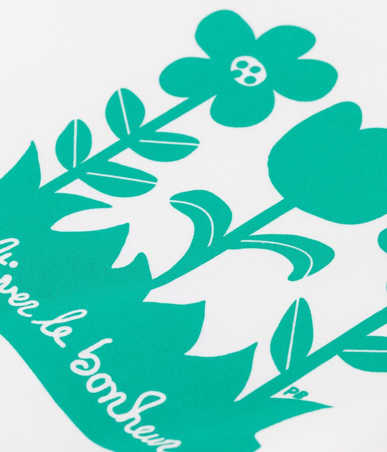 Camiseta de manga corta de algod&oacute;n de ni&ntilde;a blanco