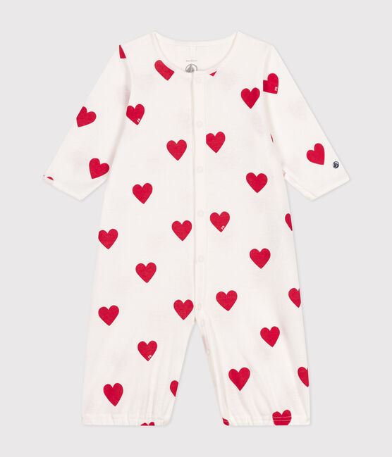 Mono saco de algodón con corazón para bebé blanco MARSHMALLOW/rojo TERKUIT