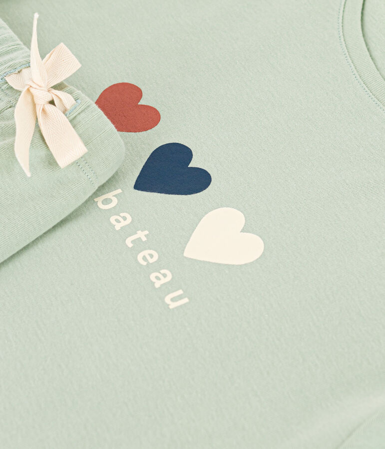 Pijama con pantal&oacute;n corto y camiseta de algod&oacute;n liso para mujer verde