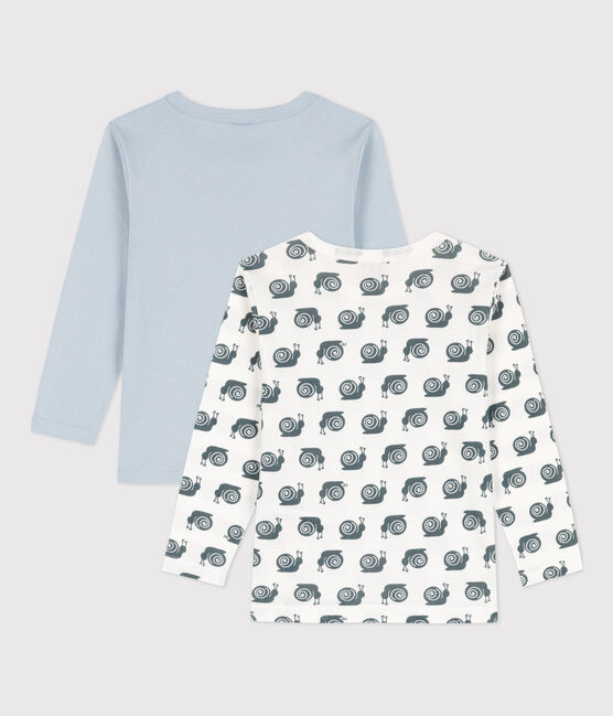 Juego de 2 camisetas de manga larga de algodón con caracoles de niño variante 1