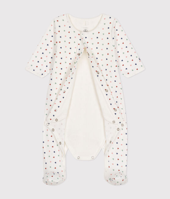 Bodyjama estampado con minicorazones de túbico de bebé blanco MARSHMALLOW/blanco MULTICO