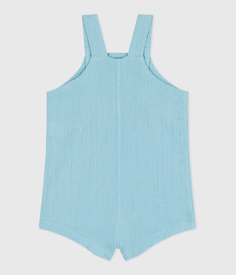 Peto corto y liso de gasa de algod&oacute;n para beb&eacute; azul