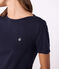 Camiseta icónica de mujer con cuello almirante de algodón  azul SMOKING