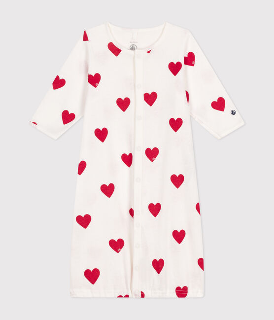 Mono saco de algodón con corazón para bebé blanco MARSHMALLOW/rojo TERKUIT