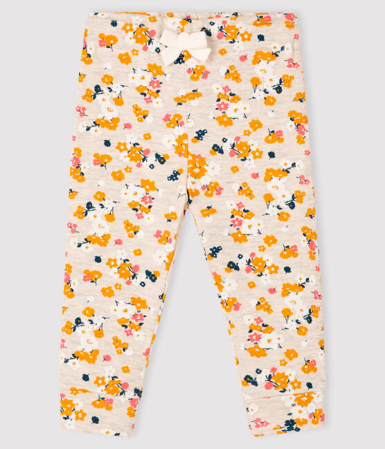 Pantalón de tela túbica para bebé niña beige MONTELIMAR/blanco MULTICO
