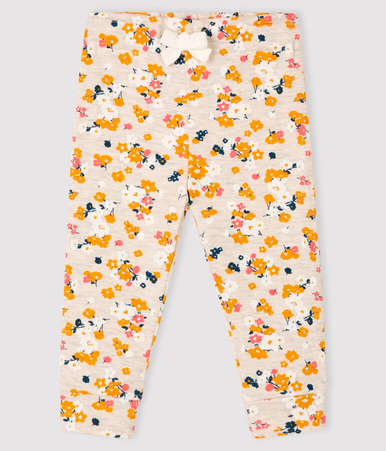 Pantal&oacute;n de tela t&uacute;bica para beb&eacute; ni&ntilde;a beige MONTELIMAR/blanco MULTICO