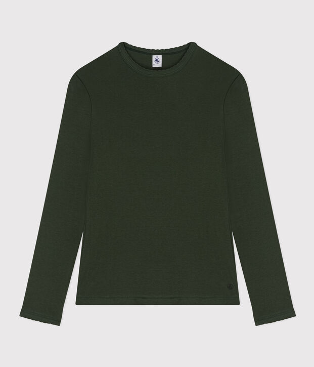 Camiseta L'ICONIQUE de algod&oacute;n de punto cocotte para mujer verde