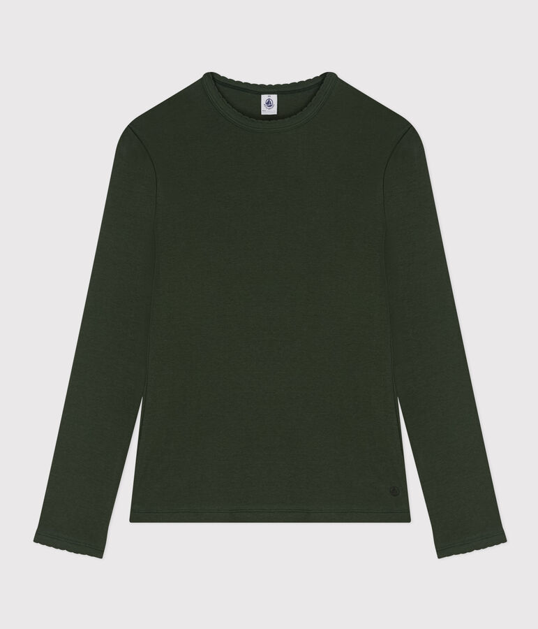 Camiseta L'ICONIQUE de algod&oacute;n de punto cocotte para mujer verde