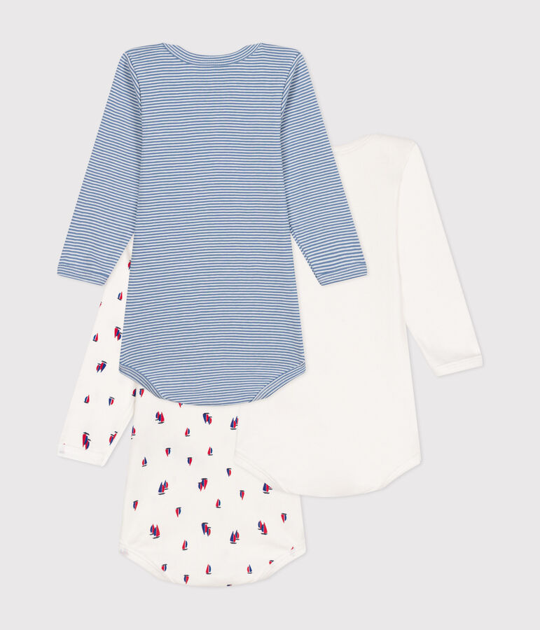 Juego de 3 bodis de algod&oacute;n de manga larga con estampado de regata para beb&eacute; variante 1