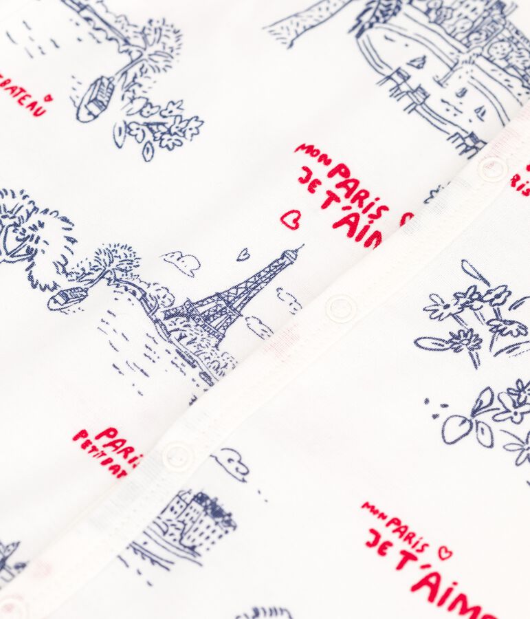 Mono corto de algod&oacute;n con motivo de Par&iacute;s para beb&eacute; blanco MARSHMALLOW/blanco MULTICO