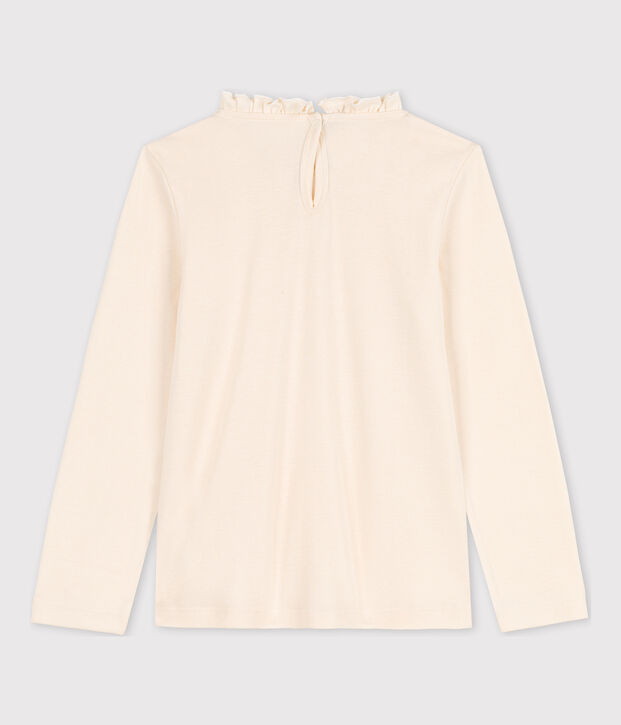 Camiseta de algod&oacute;n de manga larga de ni&ntilde;a crudo