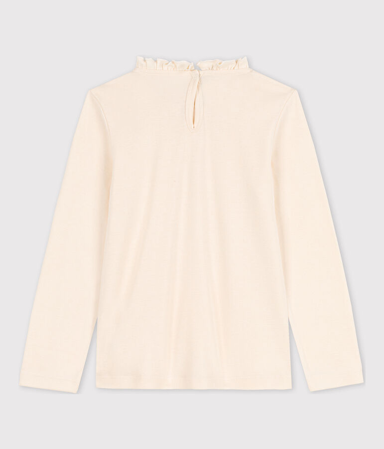 Camiseta de algod&oacute;n de manga larga de ni&ntilde;a crudo