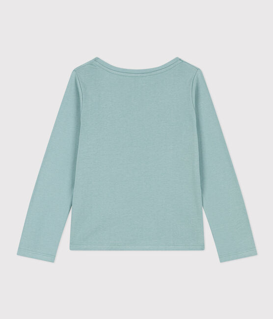 Camiseta de algodón de manga larga de niña verde PAUL